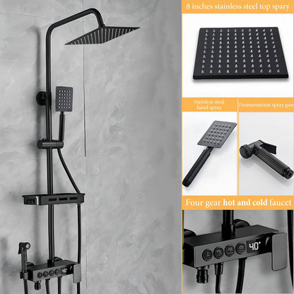 Rangel - Modern Wall Mounted Stainless Steel Shower Set Multi Function Dual Head