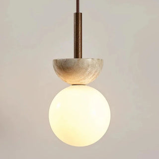 Loreta - Modern Stone Milk White Shade Hanging Pendant Ceiling Light