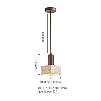 Franciska - Square Stone Hanging Pendant Ceiling Light