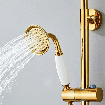 Goddard - Gold Swan Bathroom Rainfall Shower Set with Dual Handle Controls