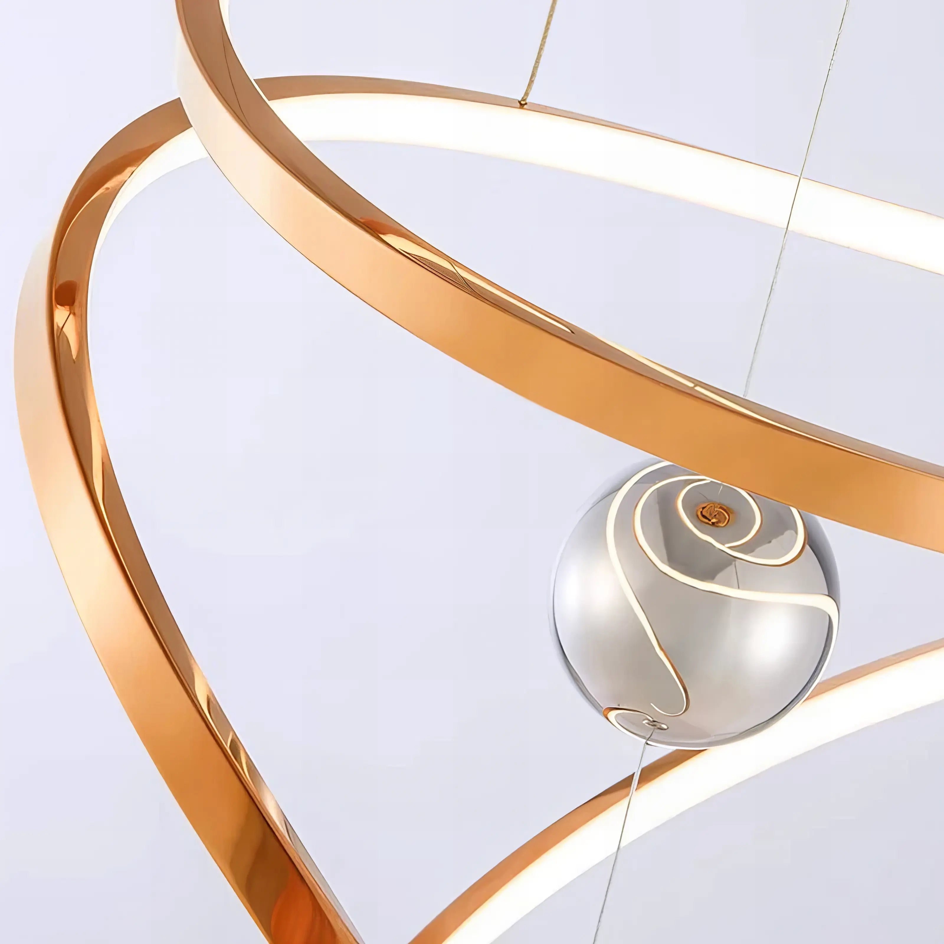 Rebecca - Modern Hanging Spiral Rose Gold Chandelier