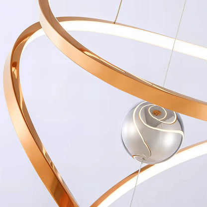 Rebecca - Modern Hanging Spiral Rose Gold Chandelier
