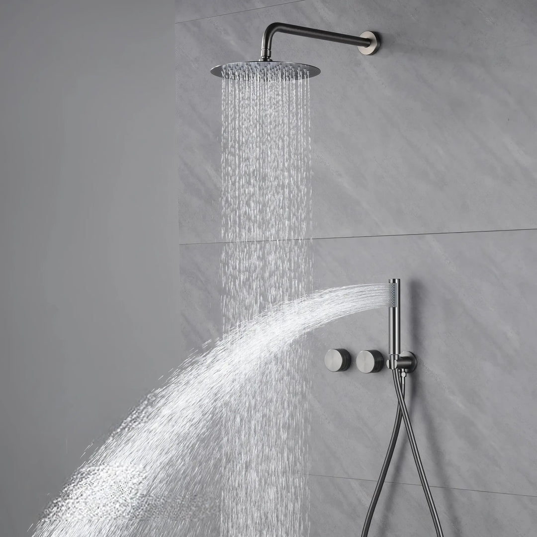 Julianna - Dual Handle Wall Mounted Modern Rainfall Shower Set