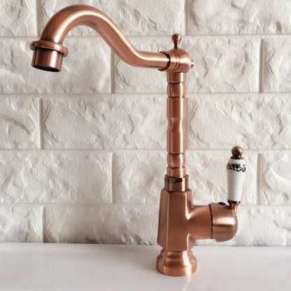 Anastasia - Vintage Style High Arc Red Copper Basin Mixer