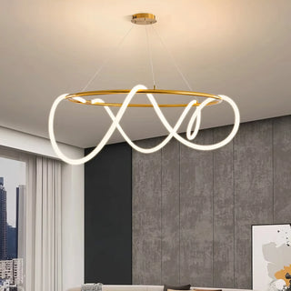 Jenny - Modern Gold Hanging LED Strip Round Ceiling Chandelier