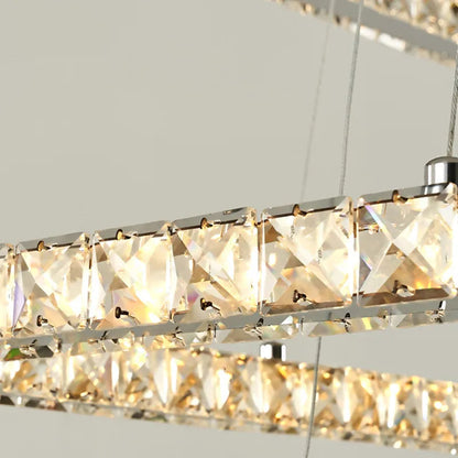 Pollonia - Modern Square Tiered Gold Hanging Chandelier