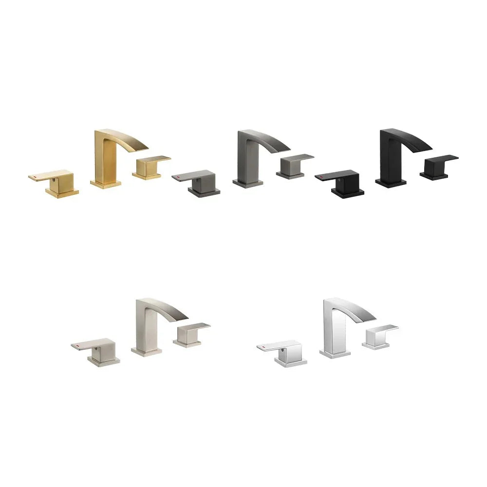 Valadez - Modern Dual Handle Brass Waterfall Basin Mixer Tap