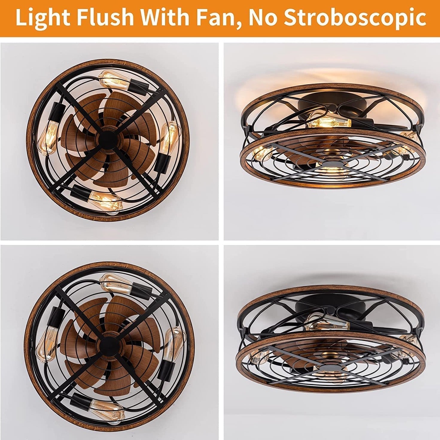 Zuri - Industrial Style Ceiling Fan with 4 Bulb Light