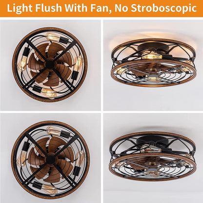 Zuri - Industrial Style Ceiling Fan with 4 Bulb Light