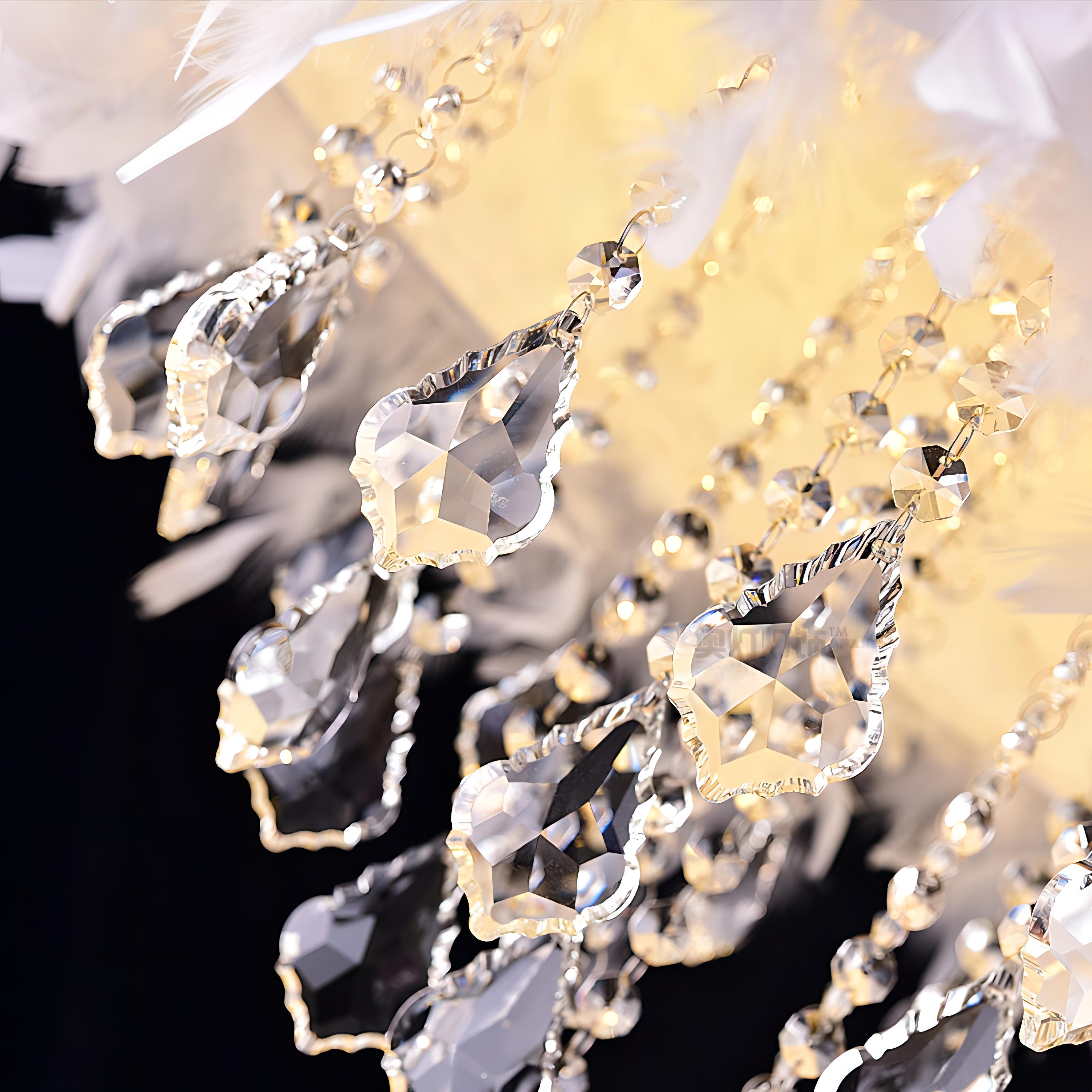 Benedict - Feather Round Hanging Ceiling Chandelier