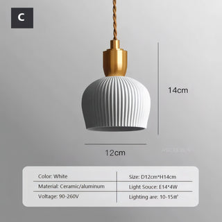 Irem - Ceramic Resin White Gold Hanging Pendant Ceiling Light