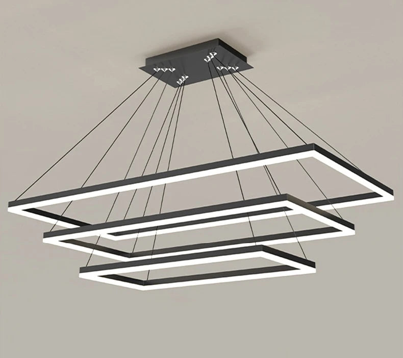 Aoede - Tiered Hanging Rectangle Modern Chandelier