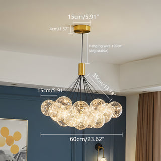 Raylan - Clear Glass Multi Bubble Ball Gold Ceiling Light Chandelier