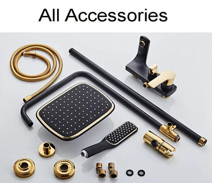 Kyndal - Modern Brass Bathroom Shower Set with Rainfall Shower Head and Hand Shower