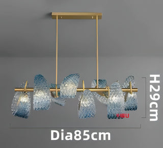 Piper - Blue Patterned Glass Gold Body Crystal Hanging Chandelier