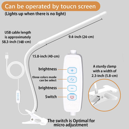 Rhonda - 10W LED with Clamp Dimmable Clip On Desk Light