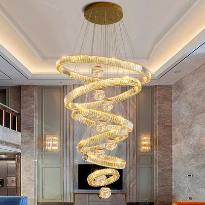 Patric - Crystal Round Tiered Gold Ceiling Chandelier