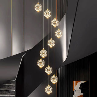 Percy - Hanging Crystal Gold Flower Ceiling Chandelier
