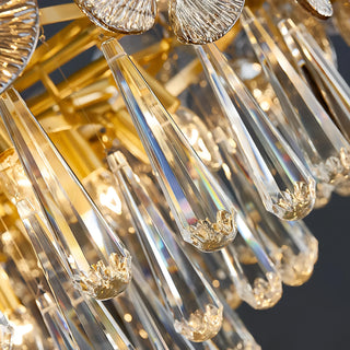 Albina - Patterned Glass Teardrop Crystal Glass Ceiling Light Gold Chandelier