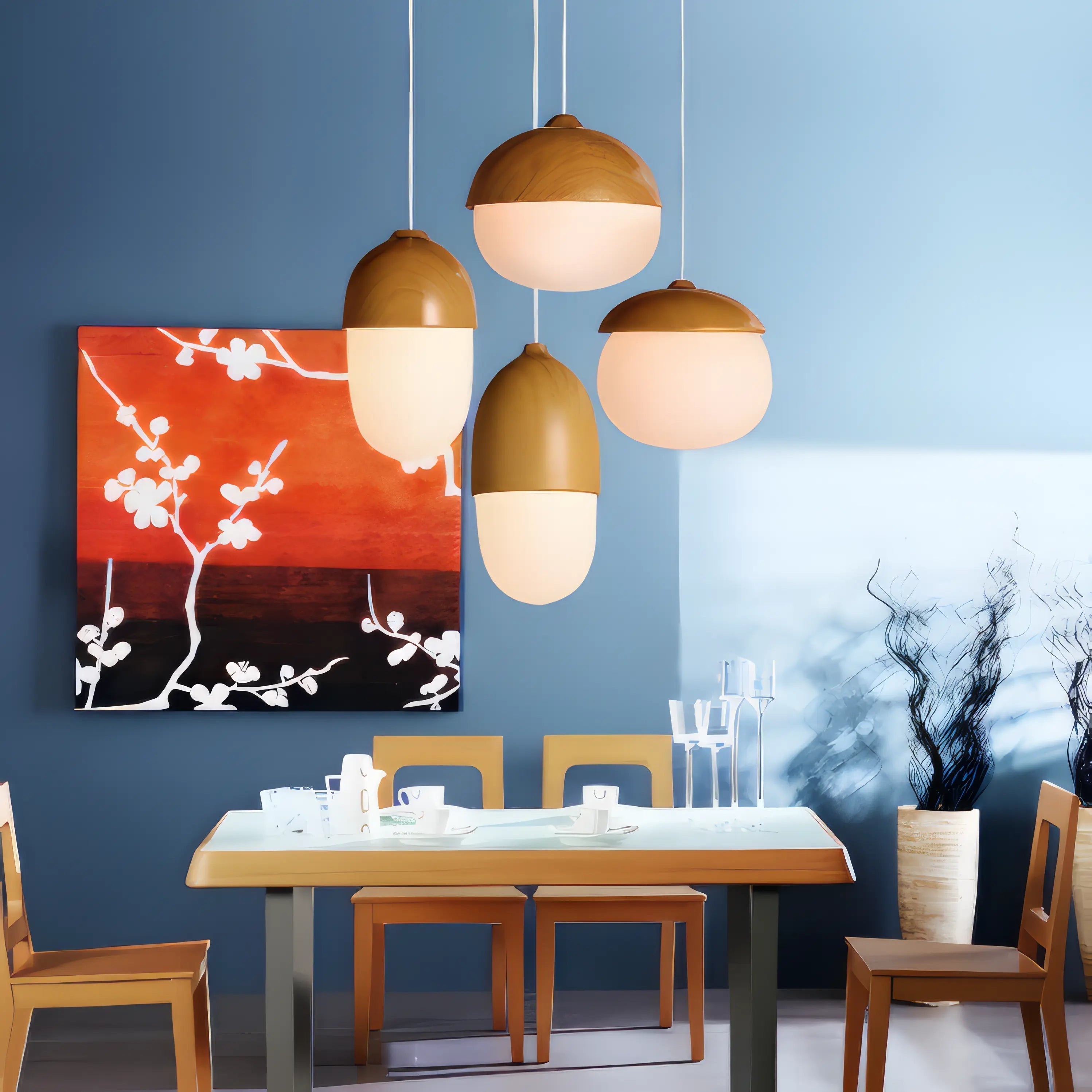 Delia - Modern Scandinavian Wooden Round Hanging Pendant Ceiling Light