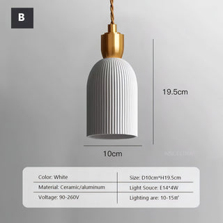 Irem - Ceramic Resin White Gold Hanging Pendant Ceiling Light