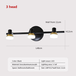 Halley - Modern Brass Adjustable Heads Vanity Light