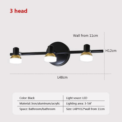 Halley - Modern Brass Adjustable Heads Vanity Light