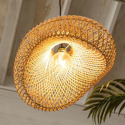 Bernardo - Wicker and Rattan Round Pendant Ceiling Light