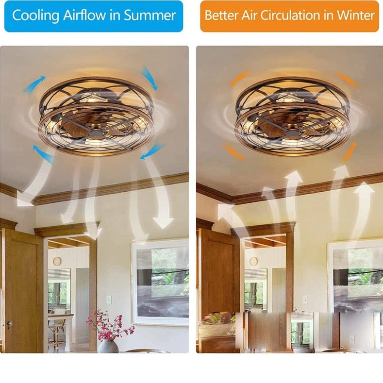 Zuri - Industrial Style Ceiling Fan with 4 Bulb Light