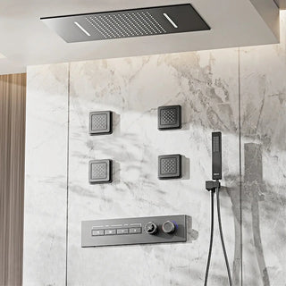 Donte - Brass LED Digital Shower System with Ceiling Mount and Dual Hot & Cold Controls