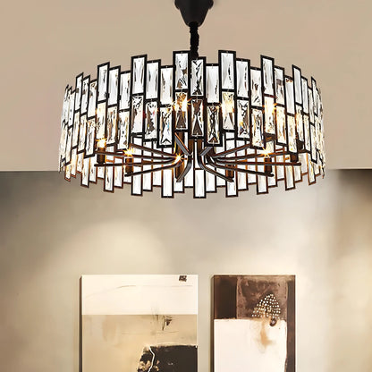 Ellington - Black Round Tiered Glass Ceiling Chandelier