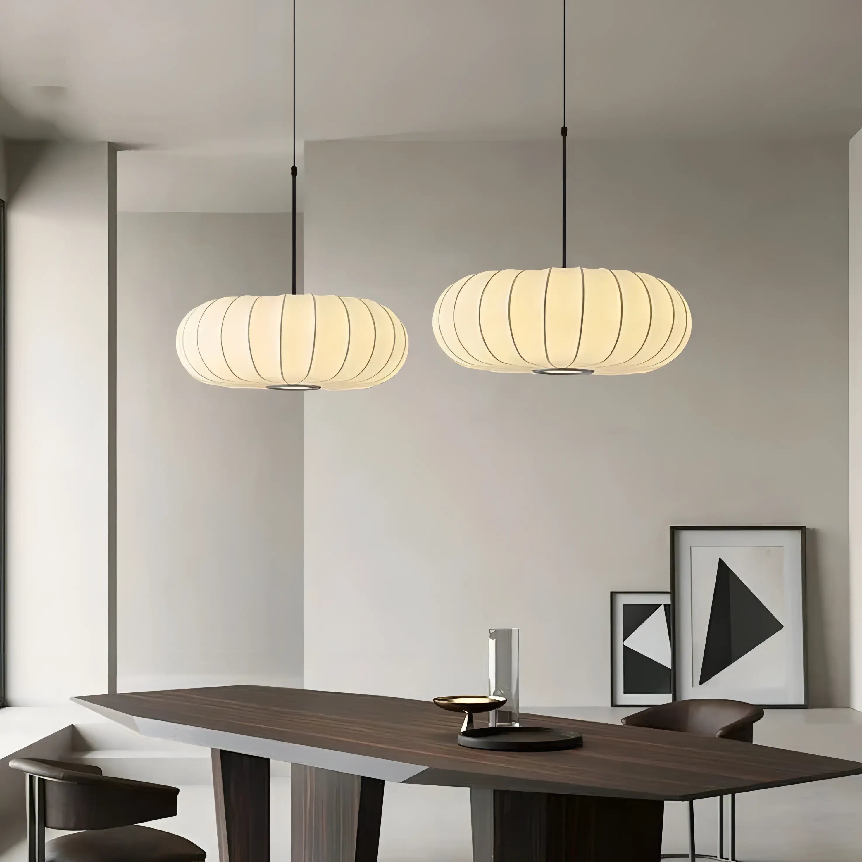 Hayward - White Silk Pumpkin Ceiling Pendant Light