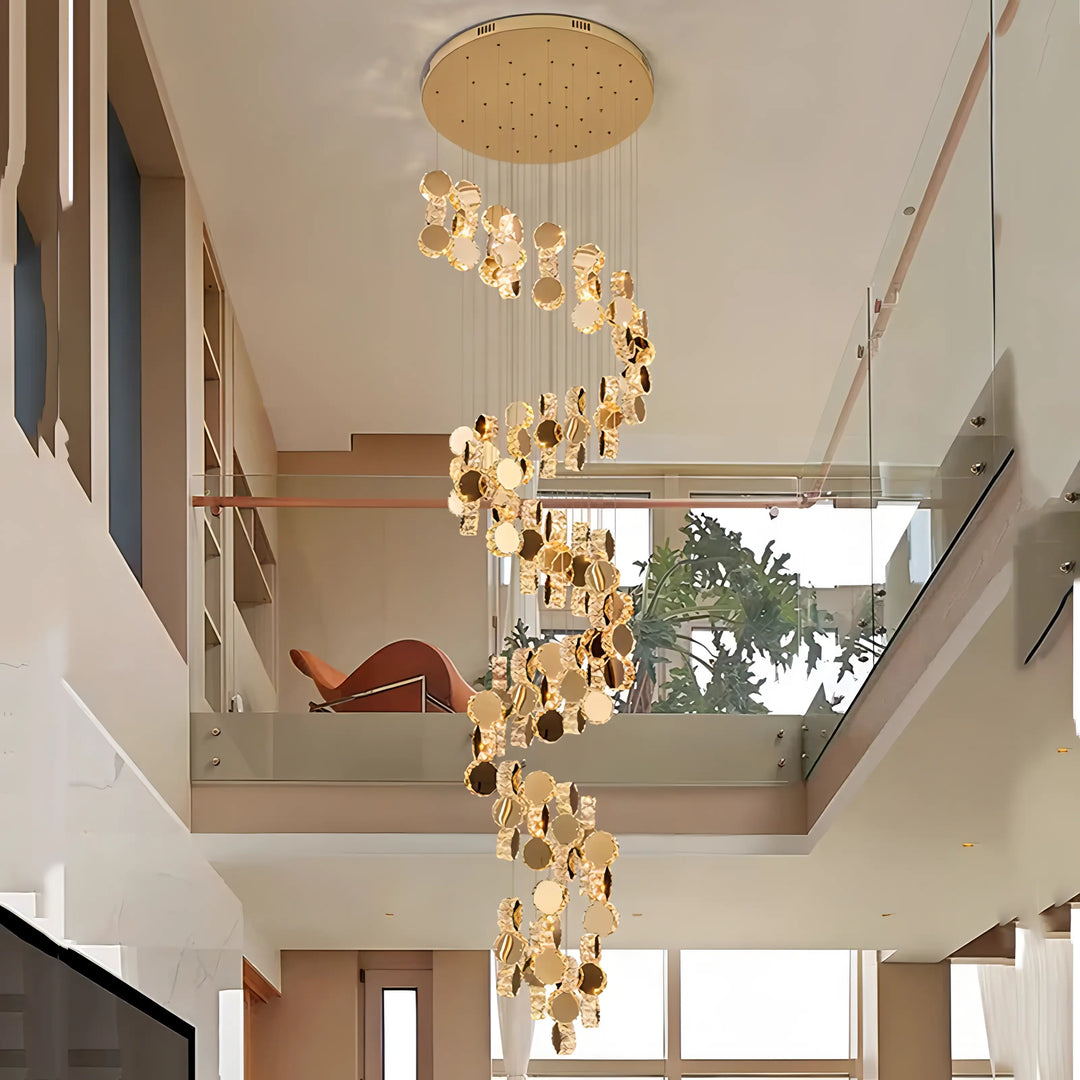 Christina - Round Crystal Gold Hanging Ceiling Chandelier