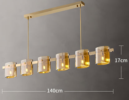 Axton - Hanging Multi Head Tinted Curved Glass Ceiling Light Chandelier