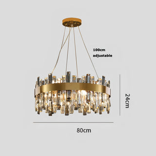 Katana - Modern Coloured Glass Gold Frame Crystal Statement Chandelier