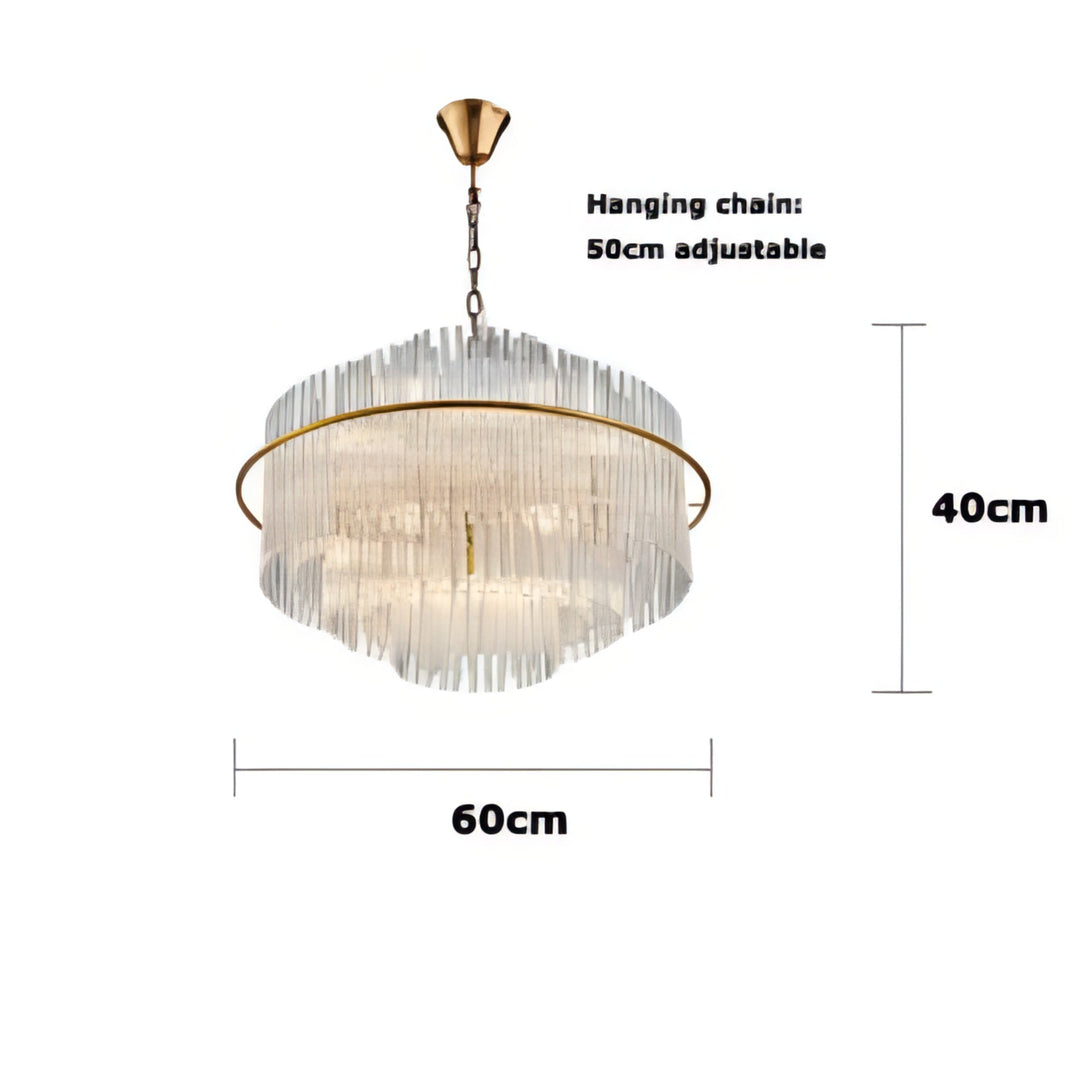 Leonard - Gold Tiered Tube Glass Crystal Round Oval Ceiling Light Chandelier