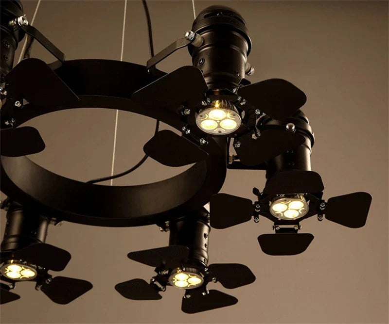 Emriye - 6 Head Black Industrial Spotlight Ceiling Light Chandelier