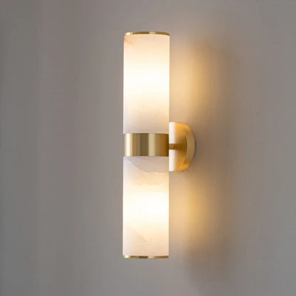 Fulvio - Natural Marble Stone Gold Cylindrical Up Down Wall Light