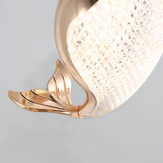 Beluga - Hanging Gold Whale Shaped Pendant Ceiling Light Chandelier