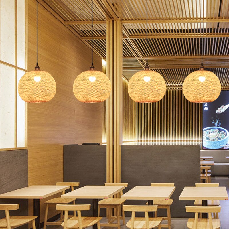 Adrienn - Handwoven Bamboo Round Shade Hanging Ceiling Light