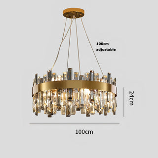 Katana - Modern Coloured Glass Gold Frame Crystal Statement Chandelier