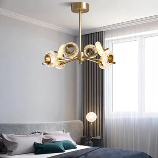 Mekhi - Modern Gold Crystal Halo Circle Gold Multi Head LED Ceiling Light Chandelier