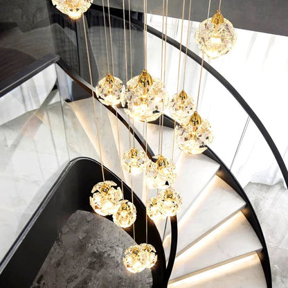Percy - Hanging Crystal Gold Flower Ceiling Chandelier