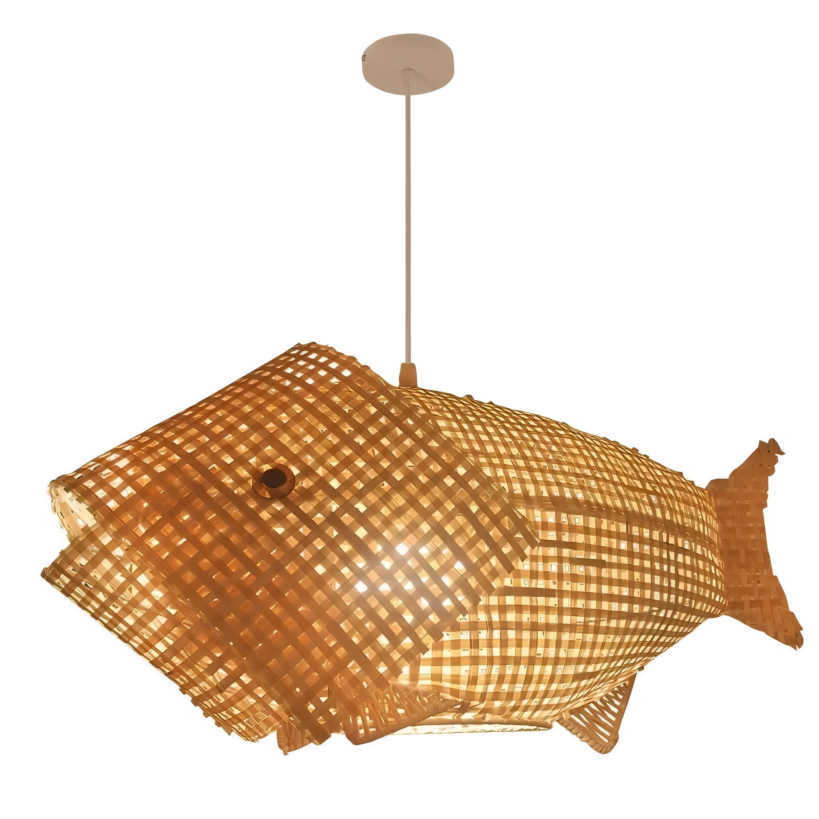 Amaris - Modern Bamboo Wood Hanging Fish Ceiling Light