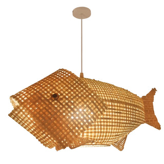 Amaris - Modern Bamboo Wood Hanging Fish Ceiling Light