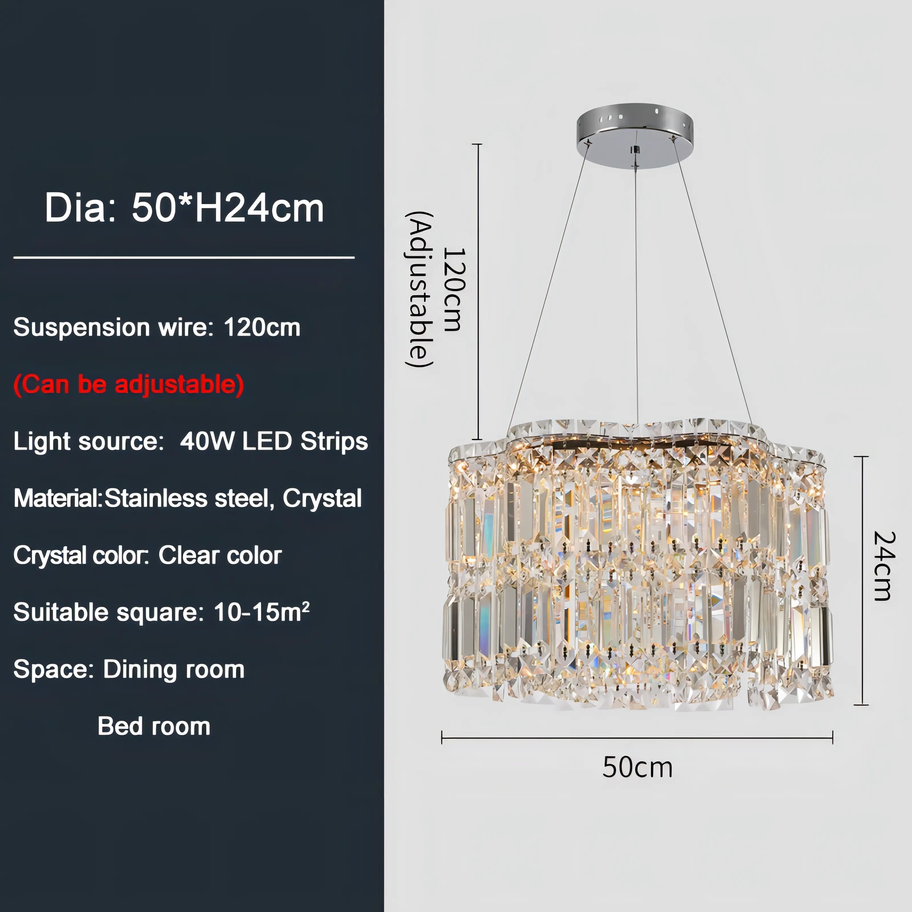 Aston - Crystal Wave Design Adjustable Ceiling Chandelier