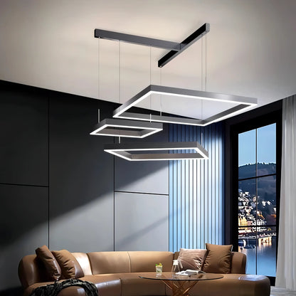 Brodie - Modern Minimalist Dimmable Hanging Square LED Ceiling Light Chandelier