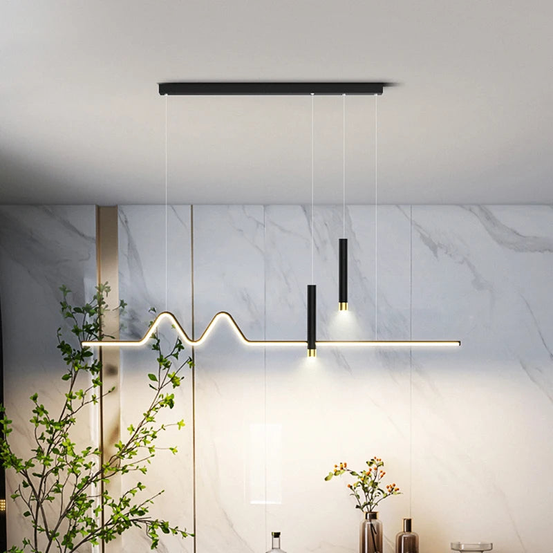 Aminta - Long Modern Thin Hanging LED Ceiling Light Chandelier