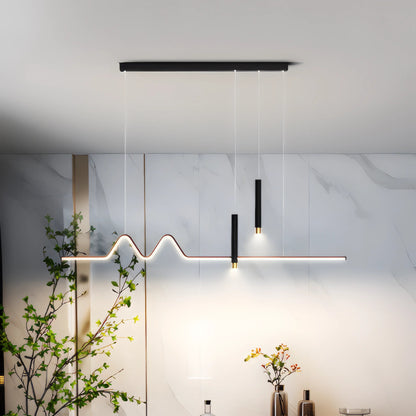 Aminta - Long Modern Thin Multi Head Hanging LED Ceiling Light Chandelier