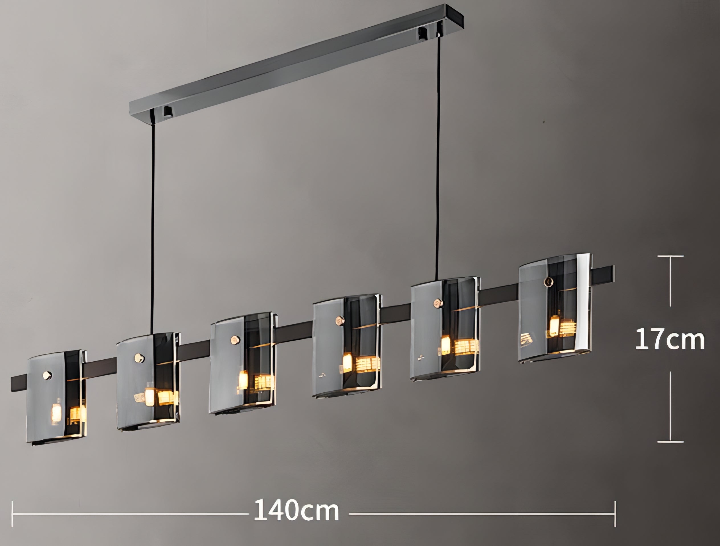 Axton - Hanging Multi Head Tinted Curved Glass Ceiling Light Chandelier